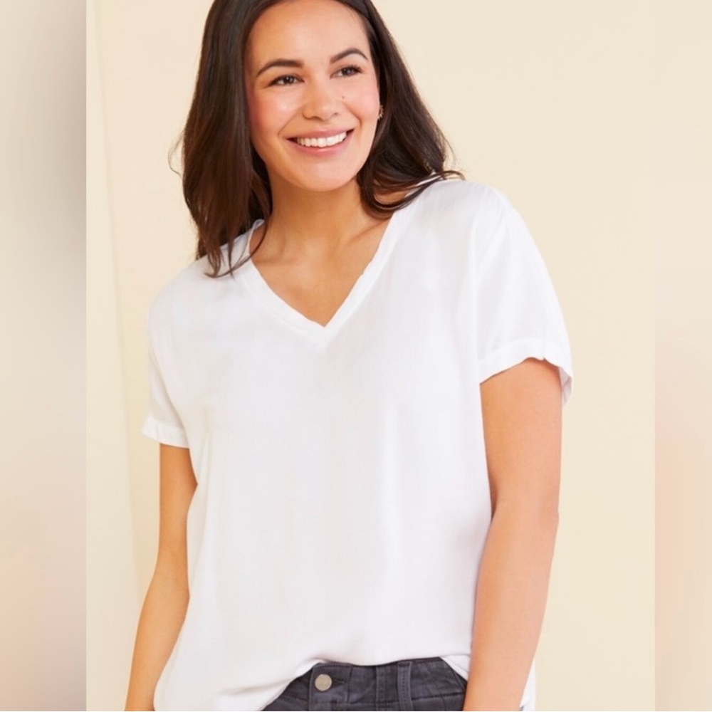 Women's White V-Neck Top